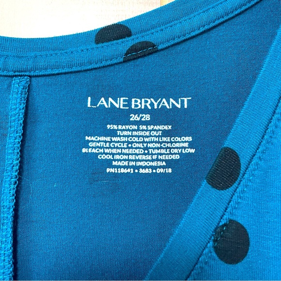 Lane Bryant Blue Black Silver Polka Dot V Neck Sleeveless Top Sz 26/28 - Picture 3 of 4